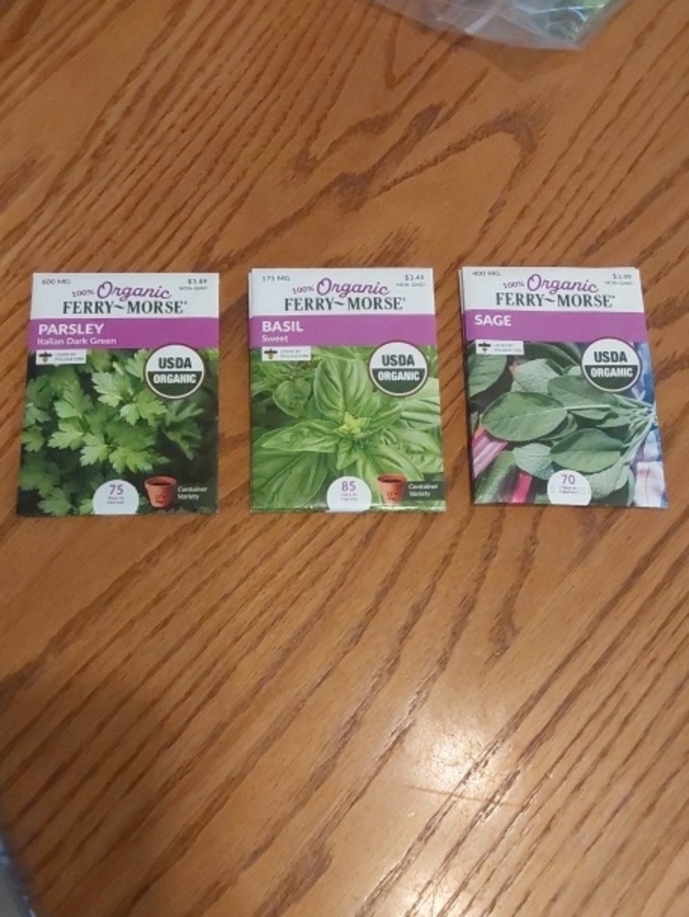 Organic Herb Seed Packets - Green (Parsley, Basil, Sage)